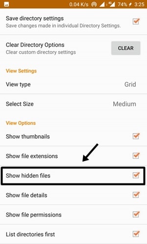 Mostrar archivos ocultos en Android