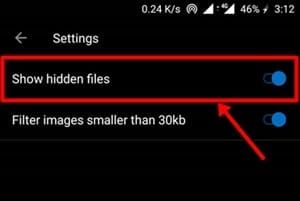 how to unlock hidden files in android