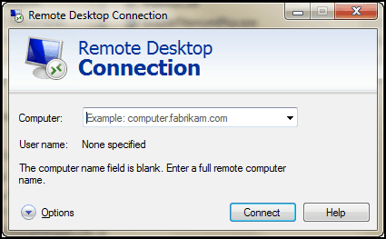 Conexión de escritorio remoto de Windows