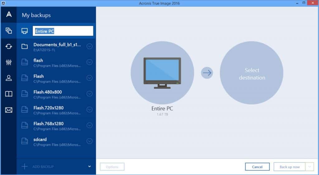 acronis true image hangs after selecting source