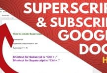 Subscript & Superscript in Google Docs