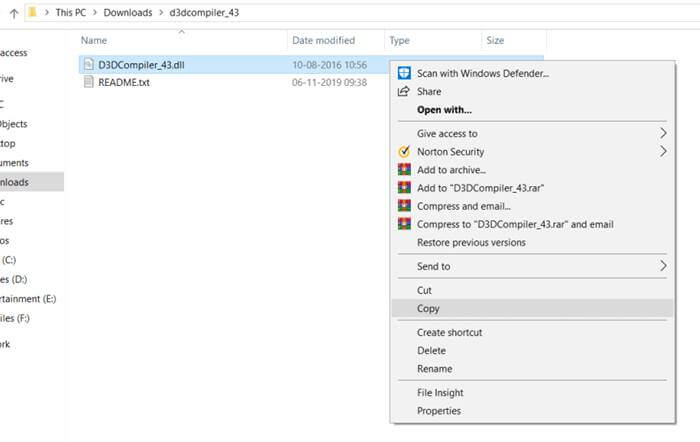 where to put d3dcompiler_43.dll windows 10