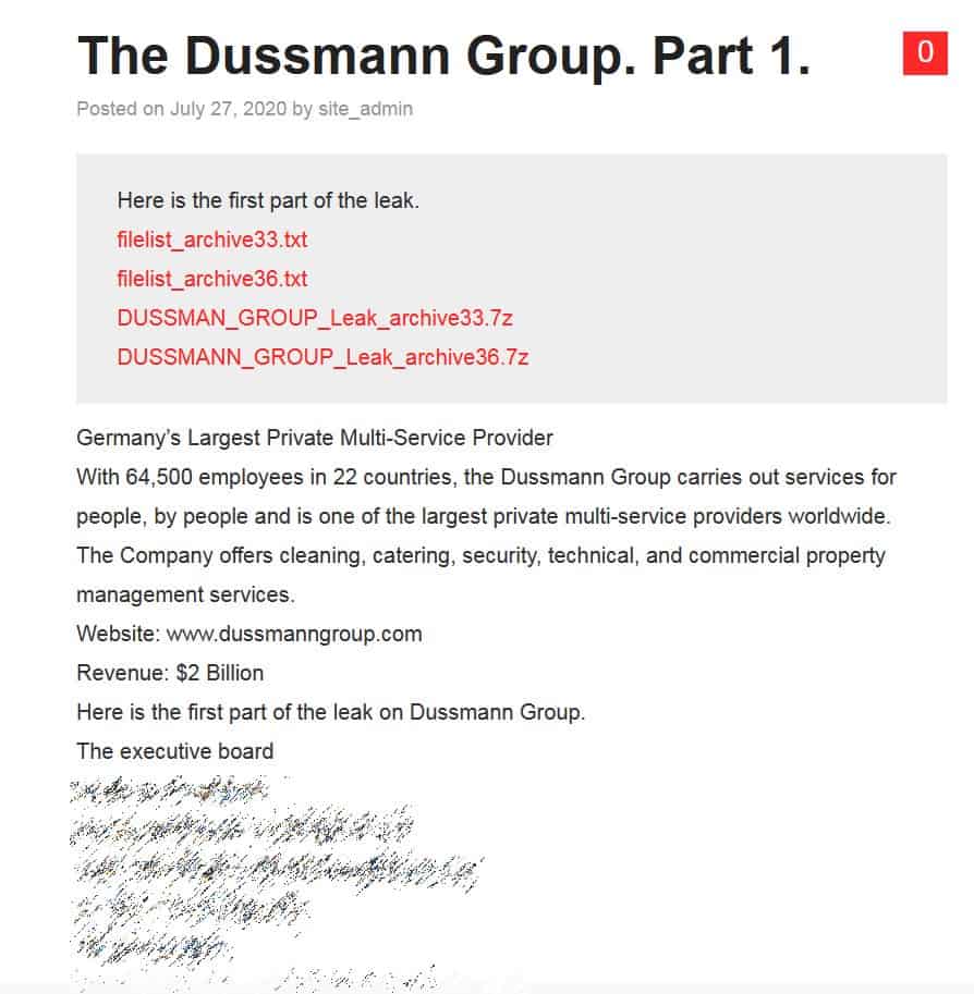 Business giant Dussmann Group's data leaked after ransomware attack