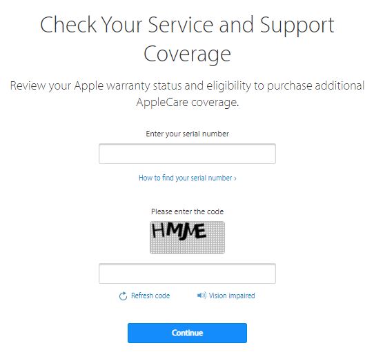 Apple “Check Coverage” Page