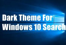 Windows 10 Dark theme for Search