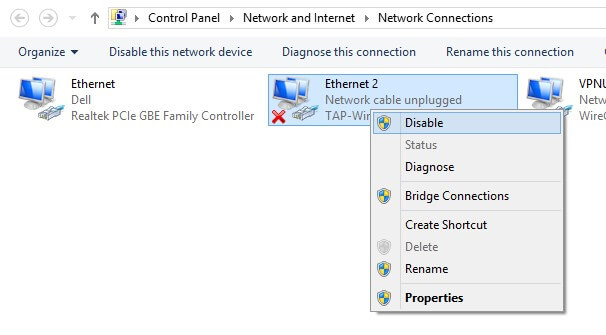 Disable other Network Adapters
