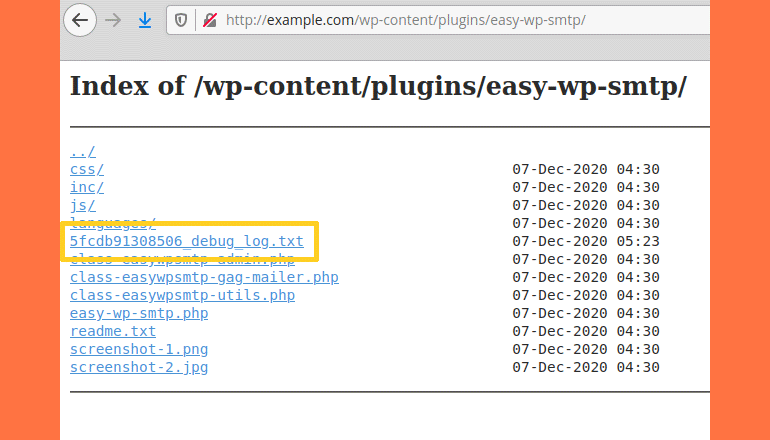 Easy WP SMTP Debug log file