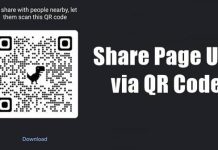 Share Page URL via QR Code