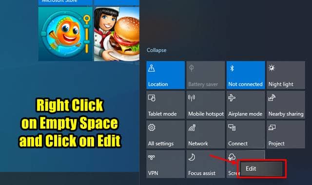 right-click on empty space, and click on Edit Button