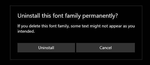 Remove Fonts in Window 10