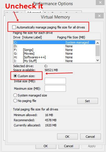 automatically manage paging file size for all drives
