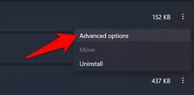 click on the three vertical dot buttons located next to the application that you've selected