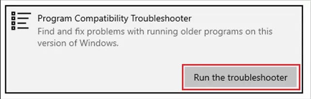 Program Compatibility Troubleshooter