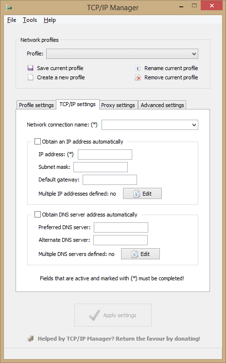 Administrador de IP TCP