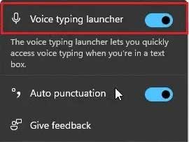 Voice typing launcher