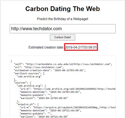 Carbon Dating the Web