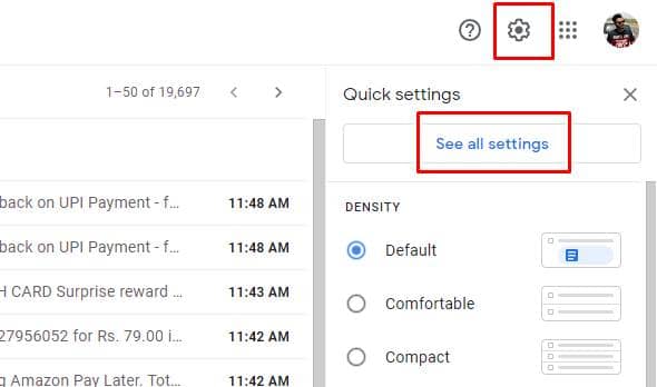 see all settings in gmail