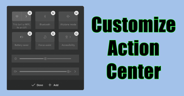 Customize Action Center Windows 11