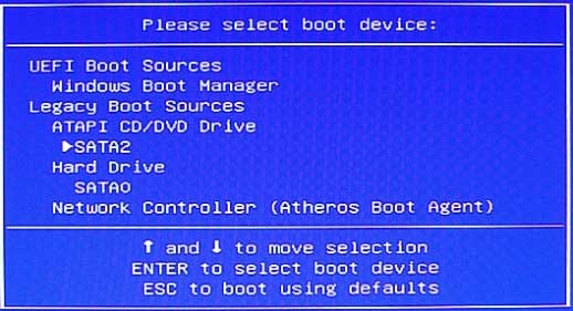 HP Boot/BIOS Menu Key