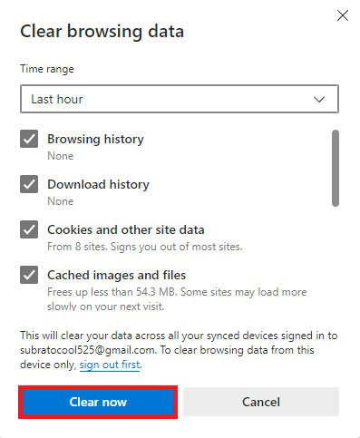 clear browsing data in Microsoft Egde Browser