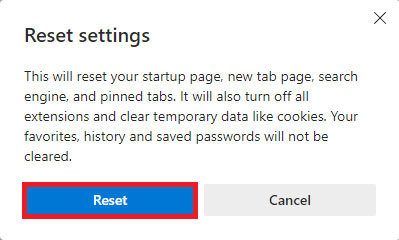 reset edge browser to fix if it is not working 