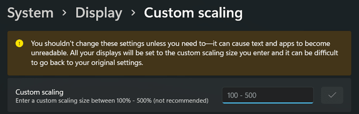 custom scaling feature to add any value from 100 to 500