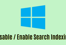 Disable / Enable Search Indexing