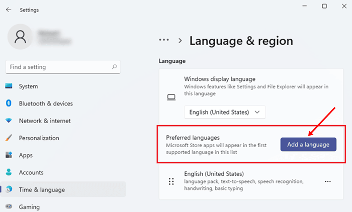Language section > Add a Language