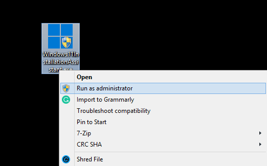 Run Windows 11 Installation Assistant as an Admin