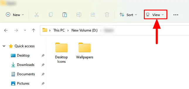 File Explorer and click on the View menu