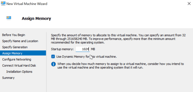 Assign RAM to Virtual Machine