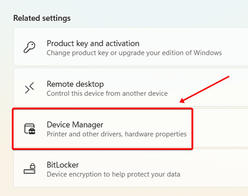 About > Device Manager