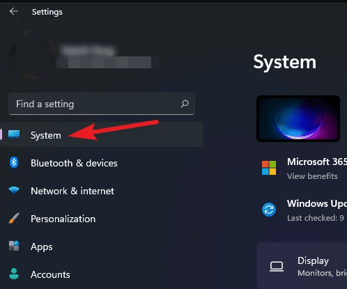windows 11 system tab