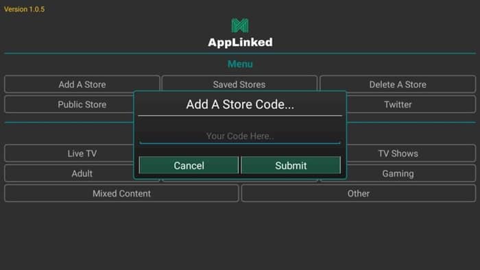 click on Add a Store in AppLinked