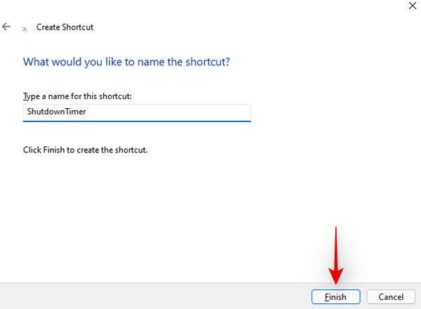 Shutdown Timer name shortcut