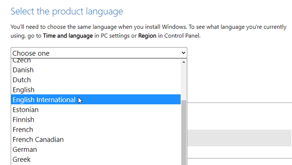 choose windows 11 download language