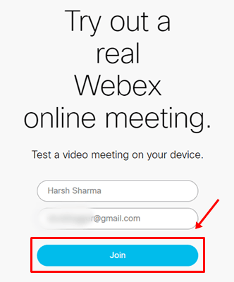 Firstly, enter your name and email address. Then, hit the Join button