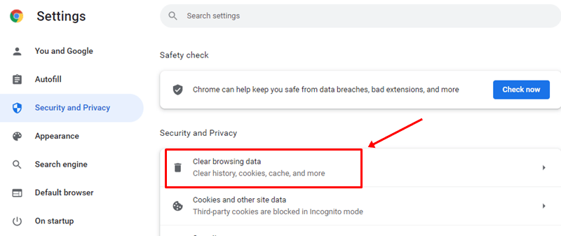 clear browsing data in chrome pc