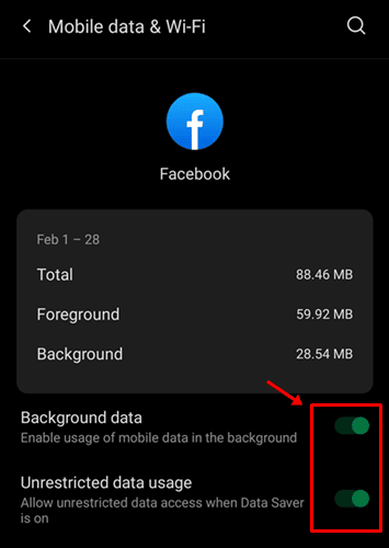 Check Background Data Usage