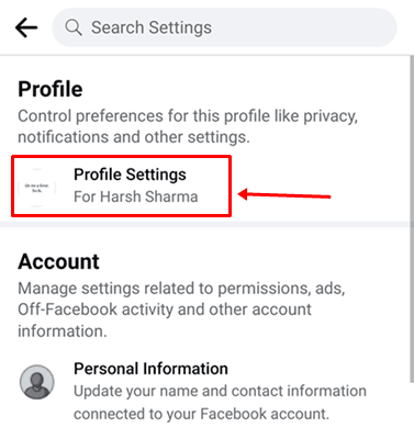 choose profile settings
