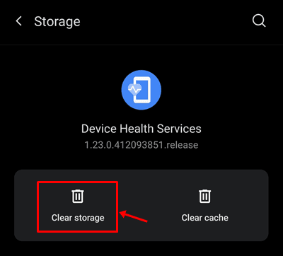 Device Health Services - clear storage