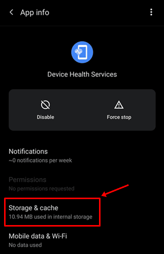 Device Health Services - storage and cache