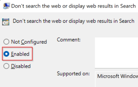 Don’t search the web or display web results in Search