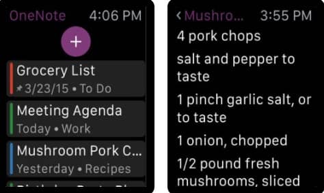 Microsoft OneNote; note taking apps for apple watch