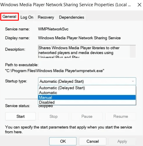Windows Media Player Network Sharing Service