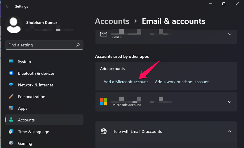 Add a Microsoft Account