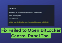 Fix Failed to Open BitLocker Control Panel Tool