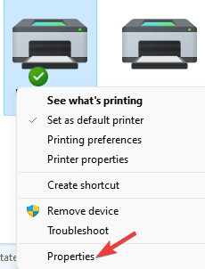 Devices and Printers window, and then click on Properties