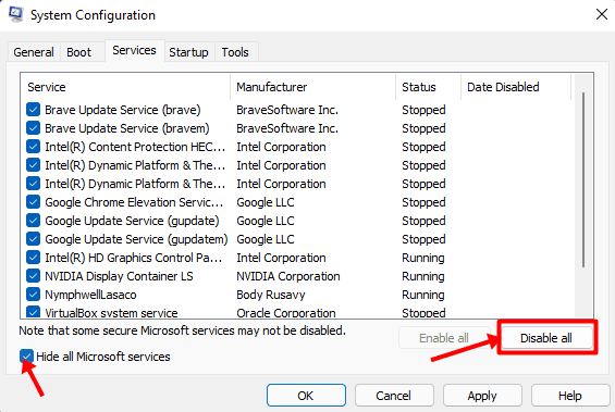 Hide all Microsoft Services option
