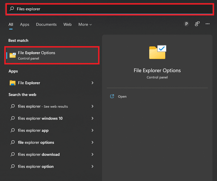 Files Explorer options
